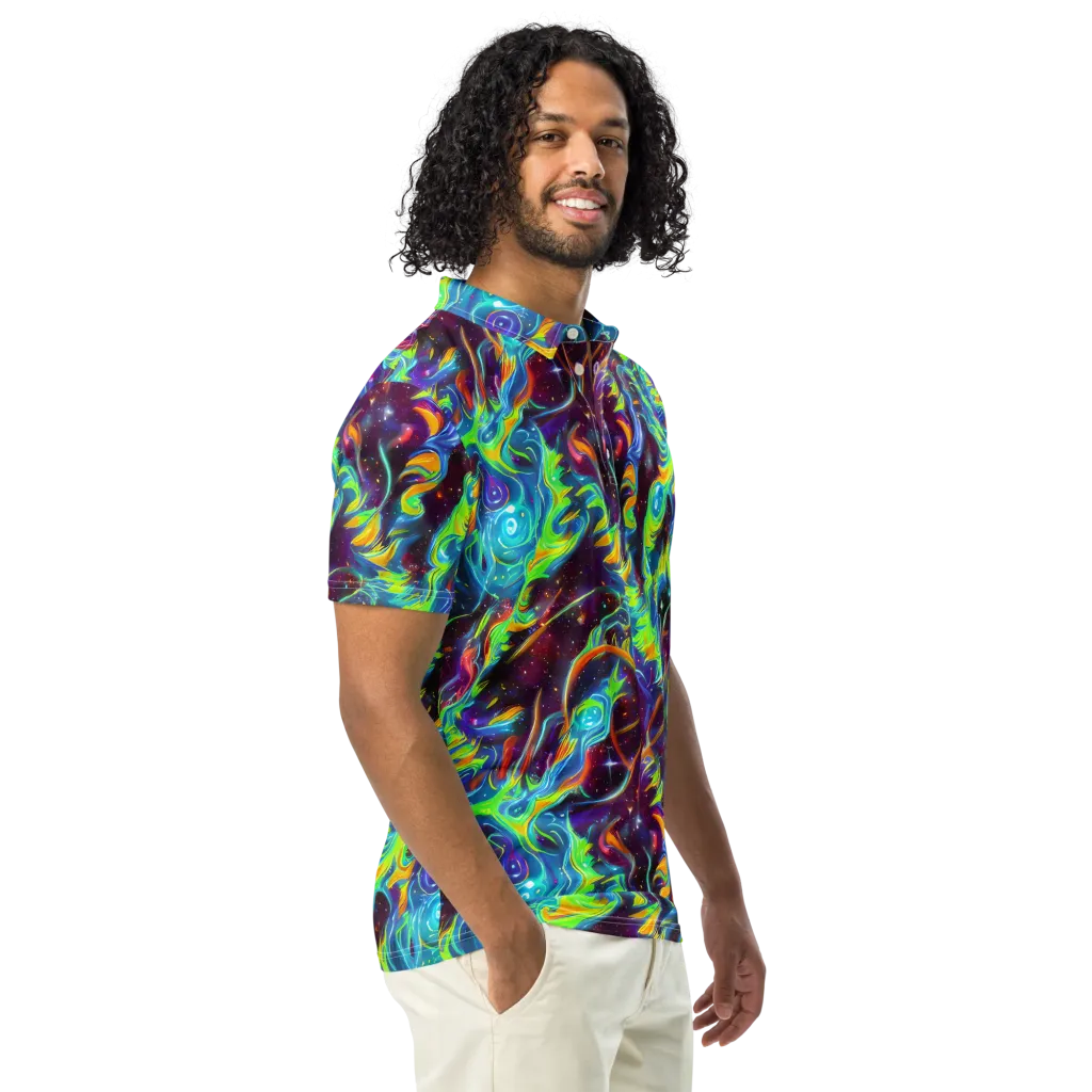 Nova Ribbons on Men's Slim Fit Polo Shirt — Right Front