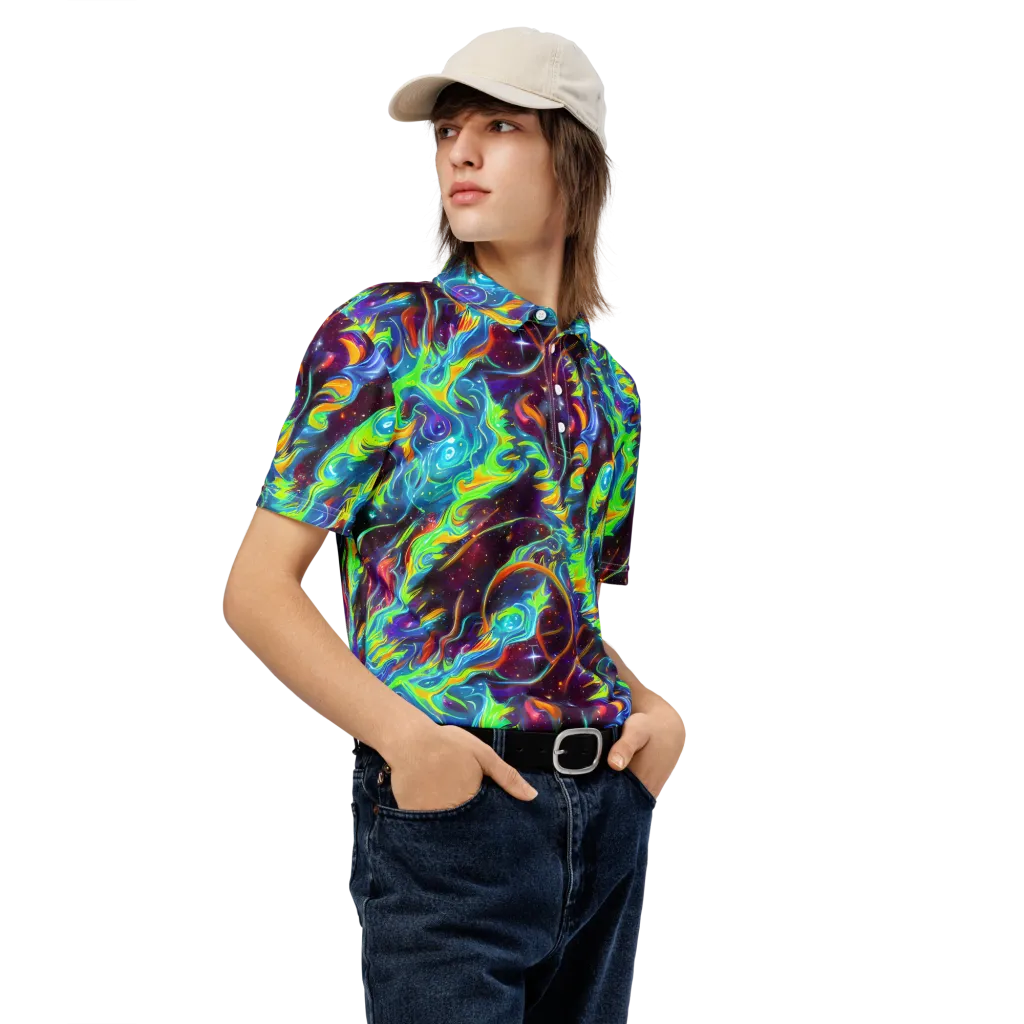 Nova Ribbons on Men's Slim Fit Polo Shirt — Right Front