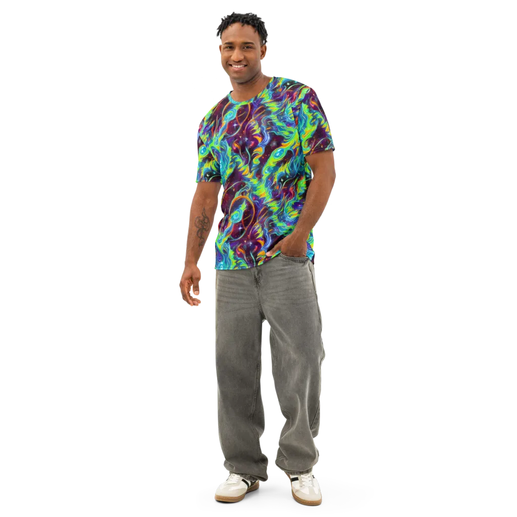 Nova Ribbons on Men's Cotton Crew Neck T-Shirt — Front