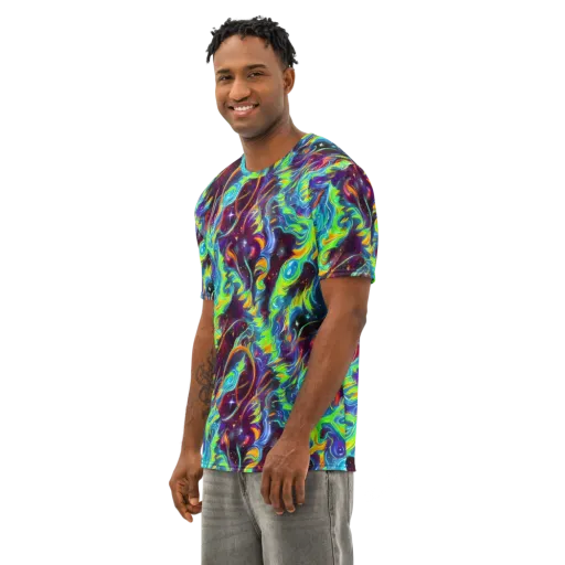 Nova Ribbons on a Men's Cotton Crew Neck T-Shirt