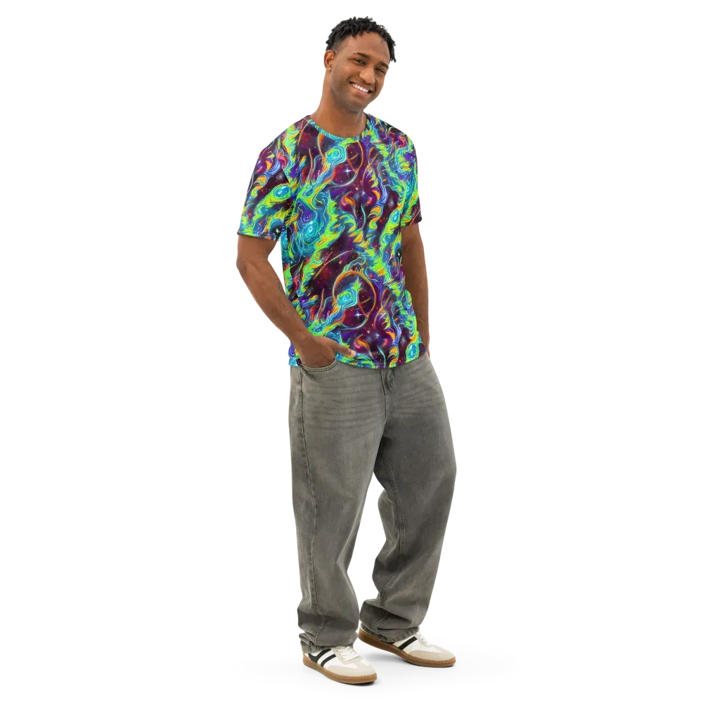 Nova Ribbons on Men's Cotton Crew Neck T-Shirt — Right Front