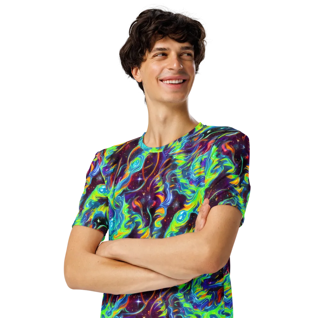Nova Ribbons on Men's Crew Neck T-Shirt — Left Front