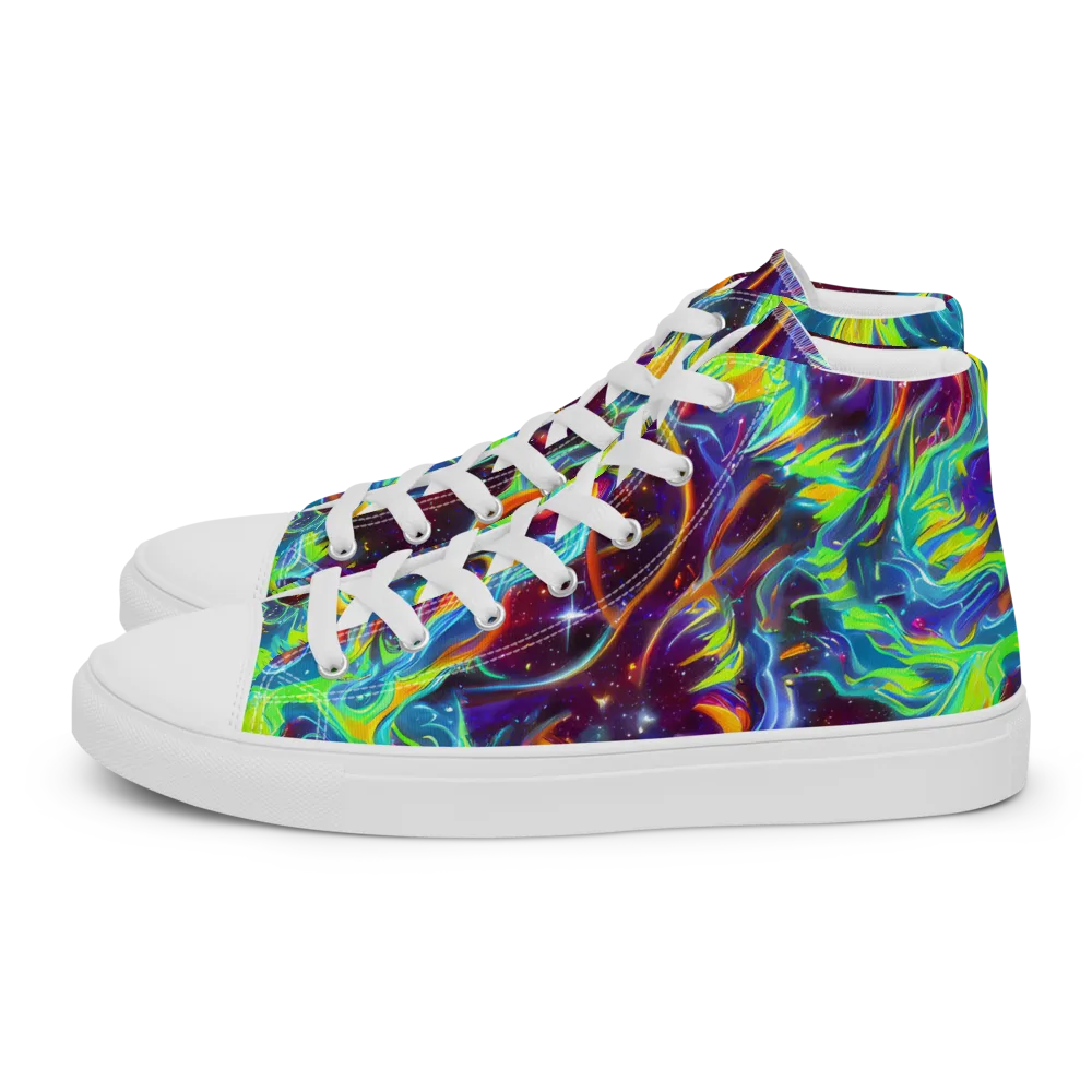 Nova Ribbons on Men's High Top Canvas Shoes — Left