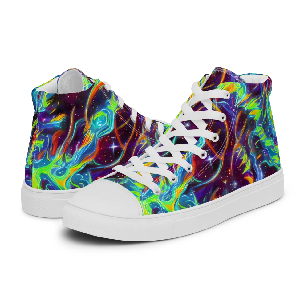 Nova Ribbons on Men's High Top Canvas Shoes — Left