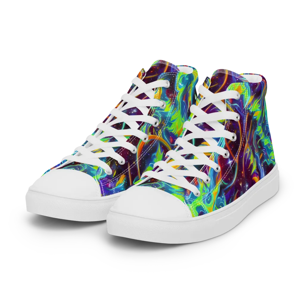 Nova Ribbons on Women's High Top Canvas Shoes — Left Front