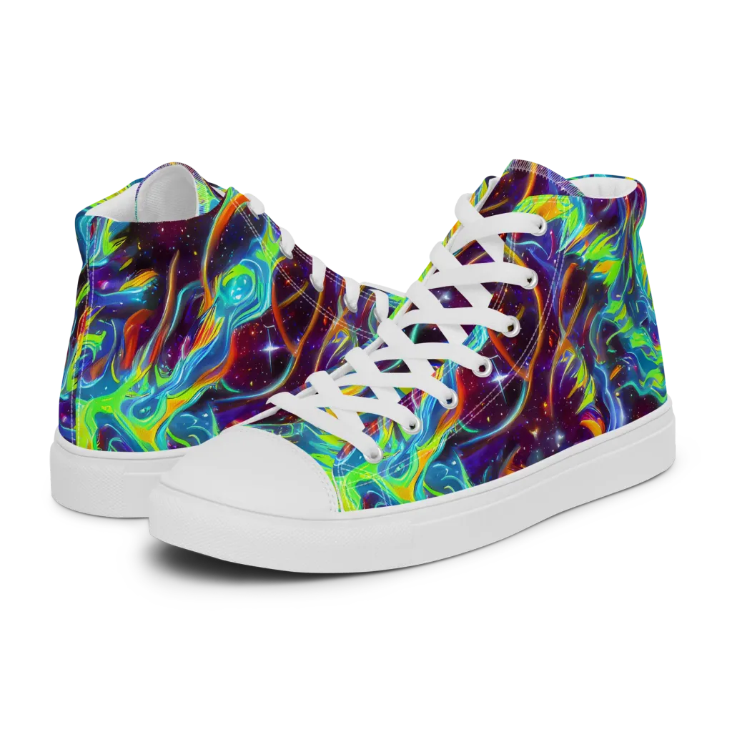 Nova Ribbons on Women's High Top Canvas Shoes — Left