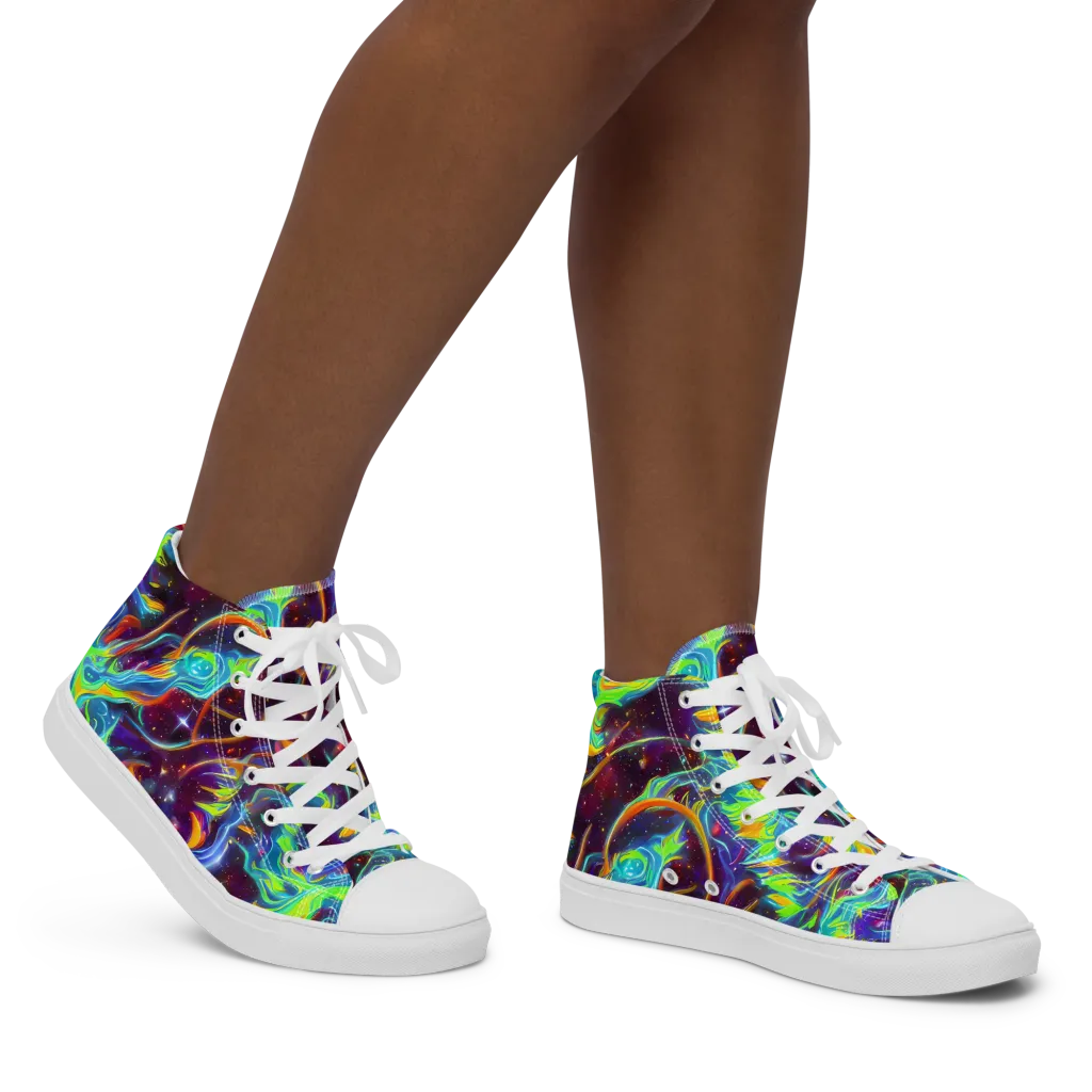 Nova Ribbons on Women's High Top Canvas Shoes — Right