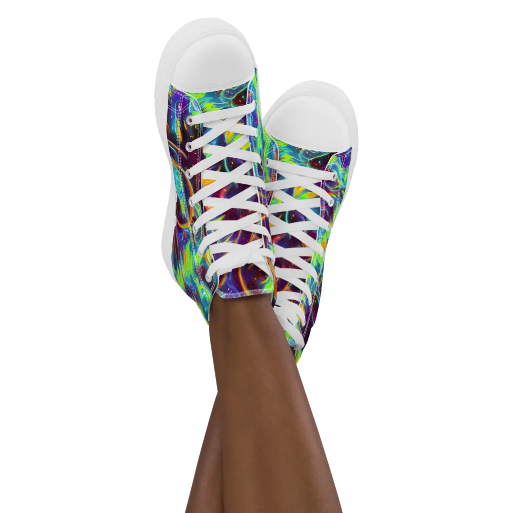 Nova Ribbons on Women's High Top Canvas Shoes — Front