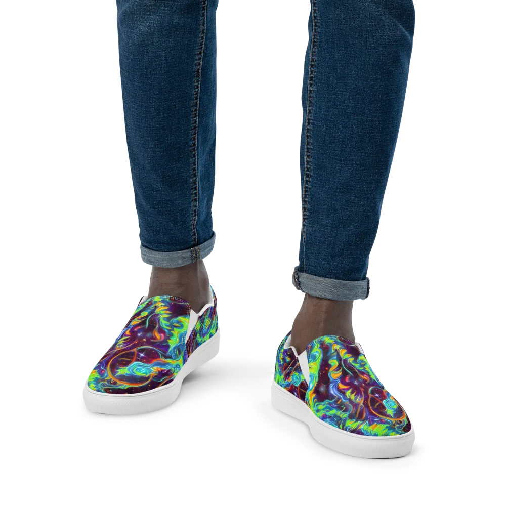 Nova Ribbons on Men's Slip-On Canvas Shoes — Front
