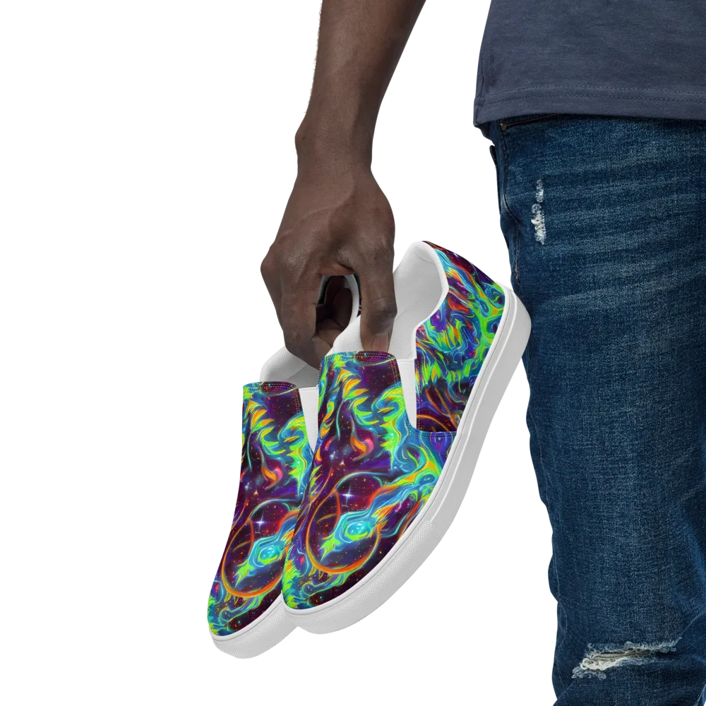 Nova Ribbons on Men's Slip-On Canvas Shoes — Left Front