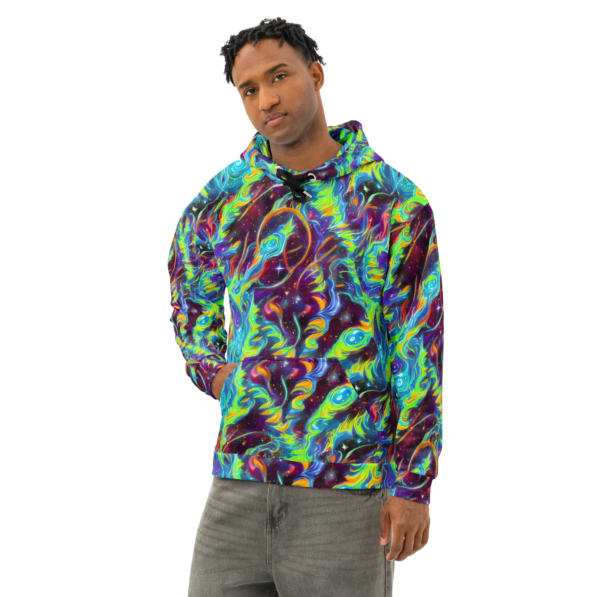 Nova Ribbons on Cotton Hoodie — Left Front