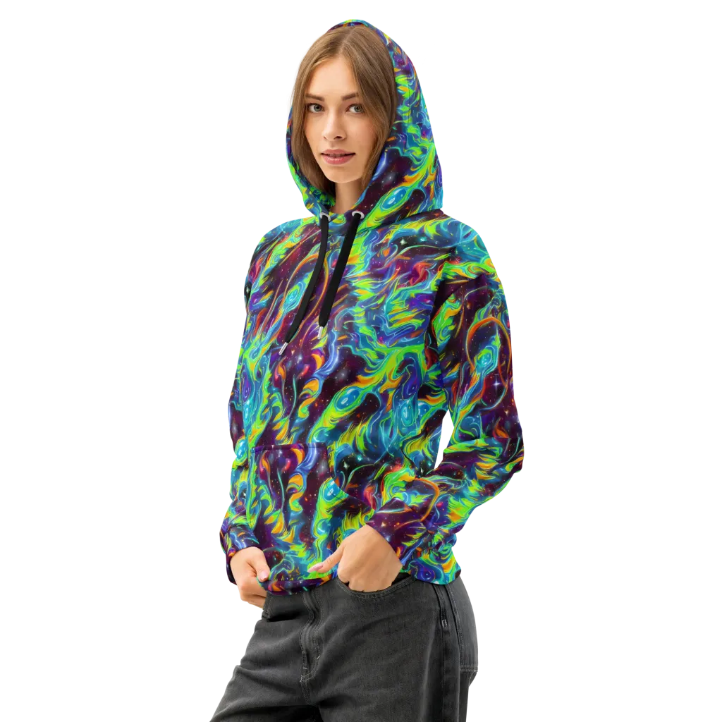 Nova Ribbons on Cotton Hoodie — Left Front