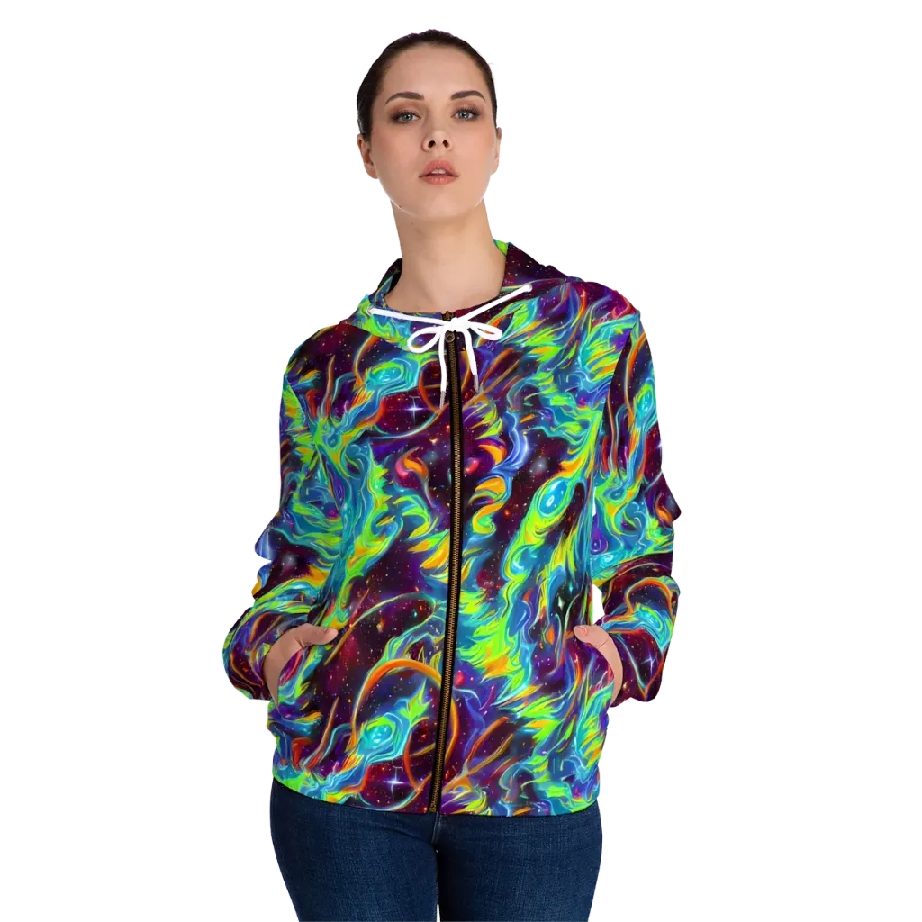 Nova Ribbons on Women's Full-Zip Hoodie — Front On Person
