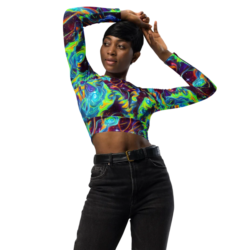 Nova Ribbons on Long Sleeve Crop Top — Front