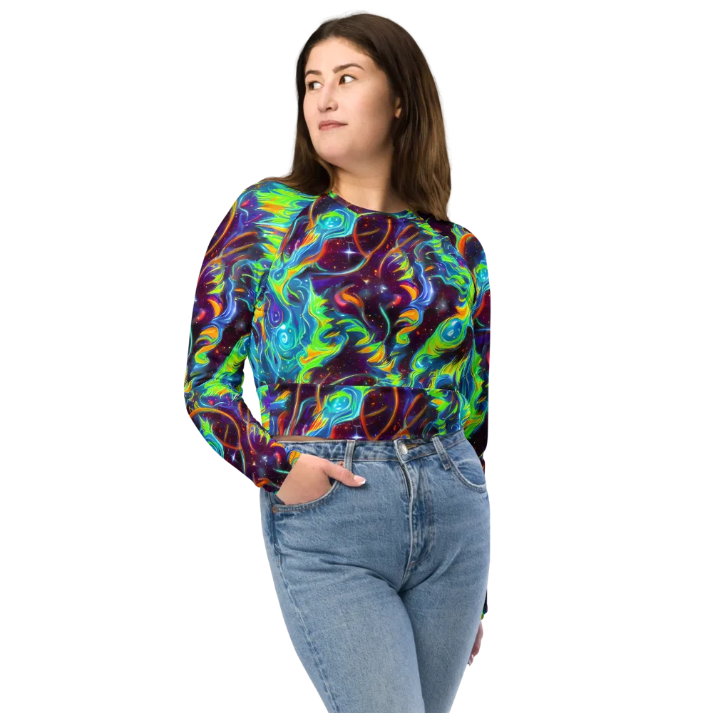 Nova Ribbons on Long Sleeve Crop Top — Front