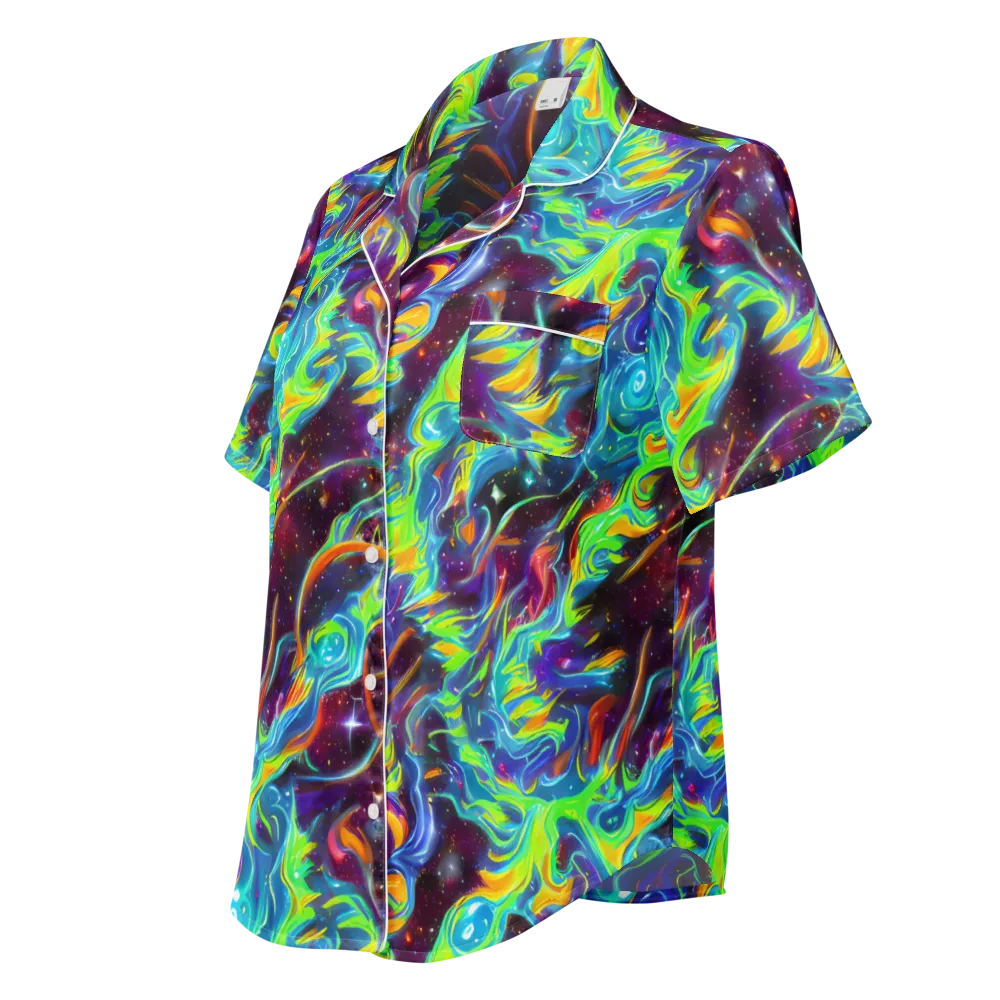 Nova Ribbons on Women's Short Sleeve Pajama Top — Left Front