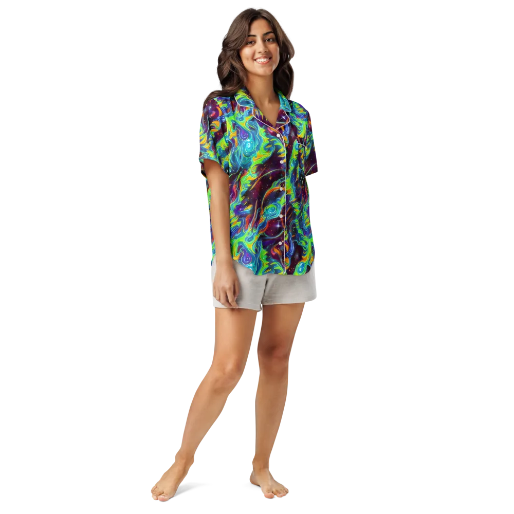 Nova Ribbons on Women's Short Sleeve Pajama Top — Front