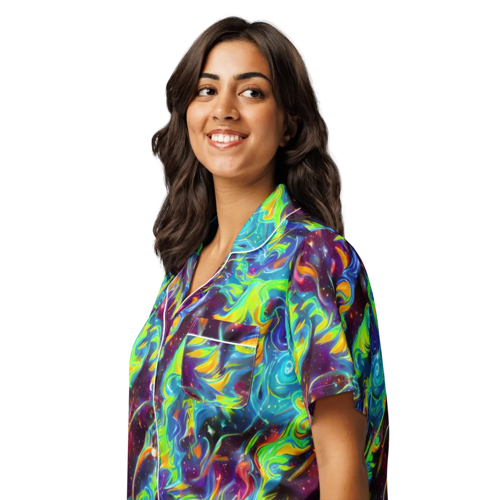 Nova Ribbons on Women's Short Sleeve Pajama Top — Left Front