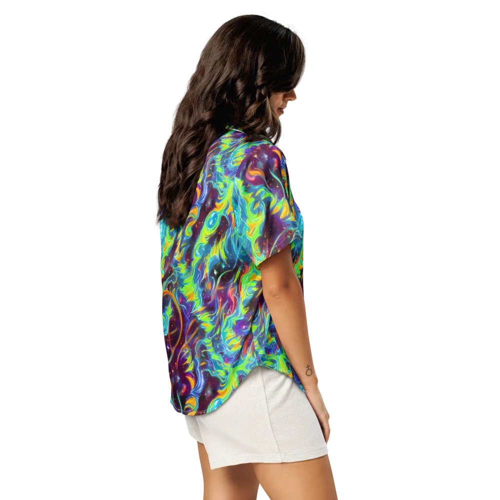 Nova Ribbons on Women's Short Sleeve Pajama Top — Right Back
