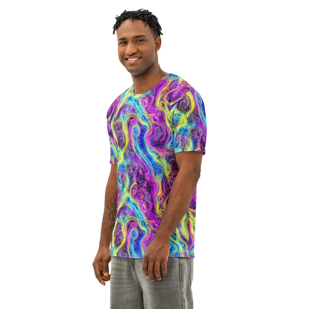 Saturated Dream on Men's Cotton Crew Neck T-Shirt — Left Front