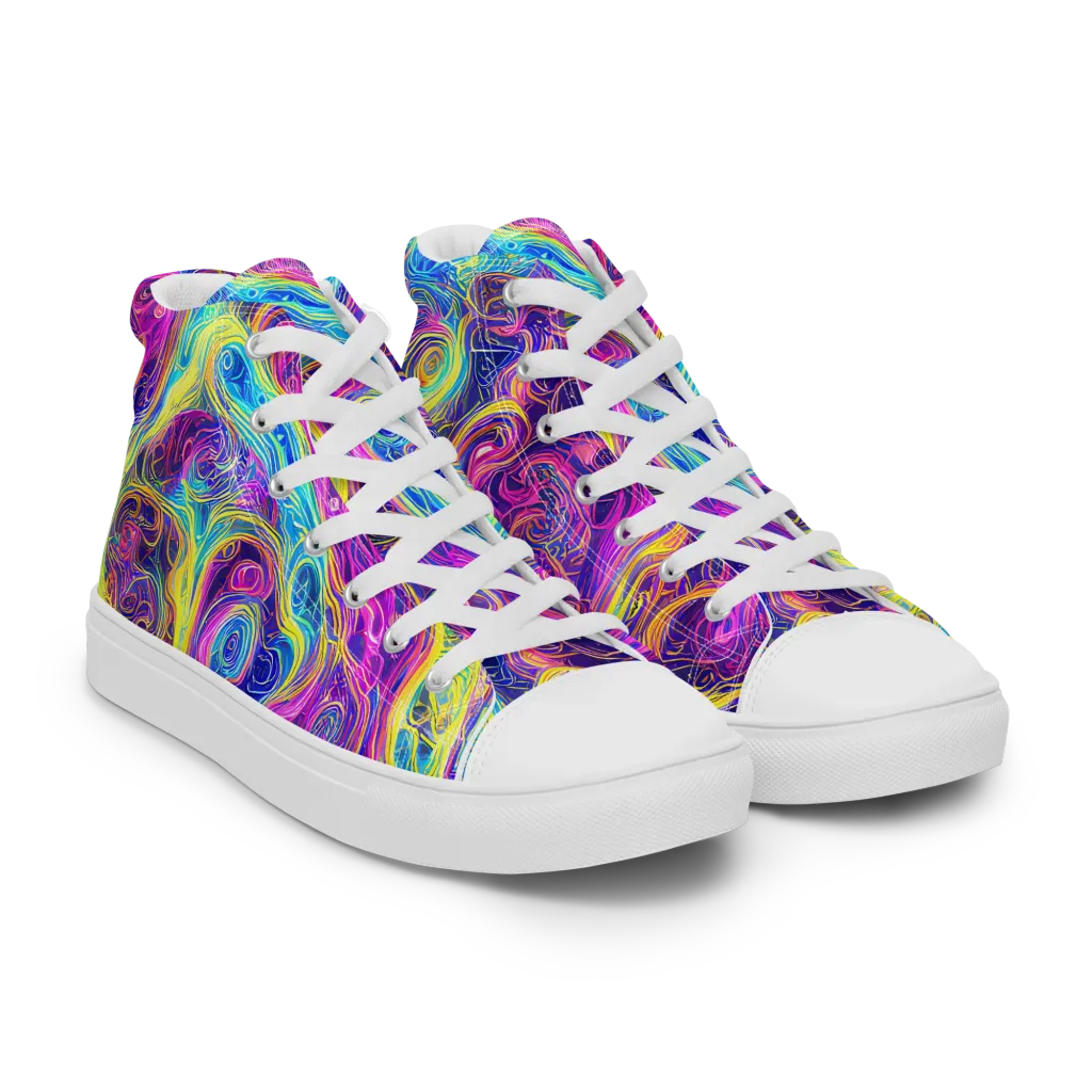 Saturated Dream on Men's High Top Canvas Shoes — Right Front