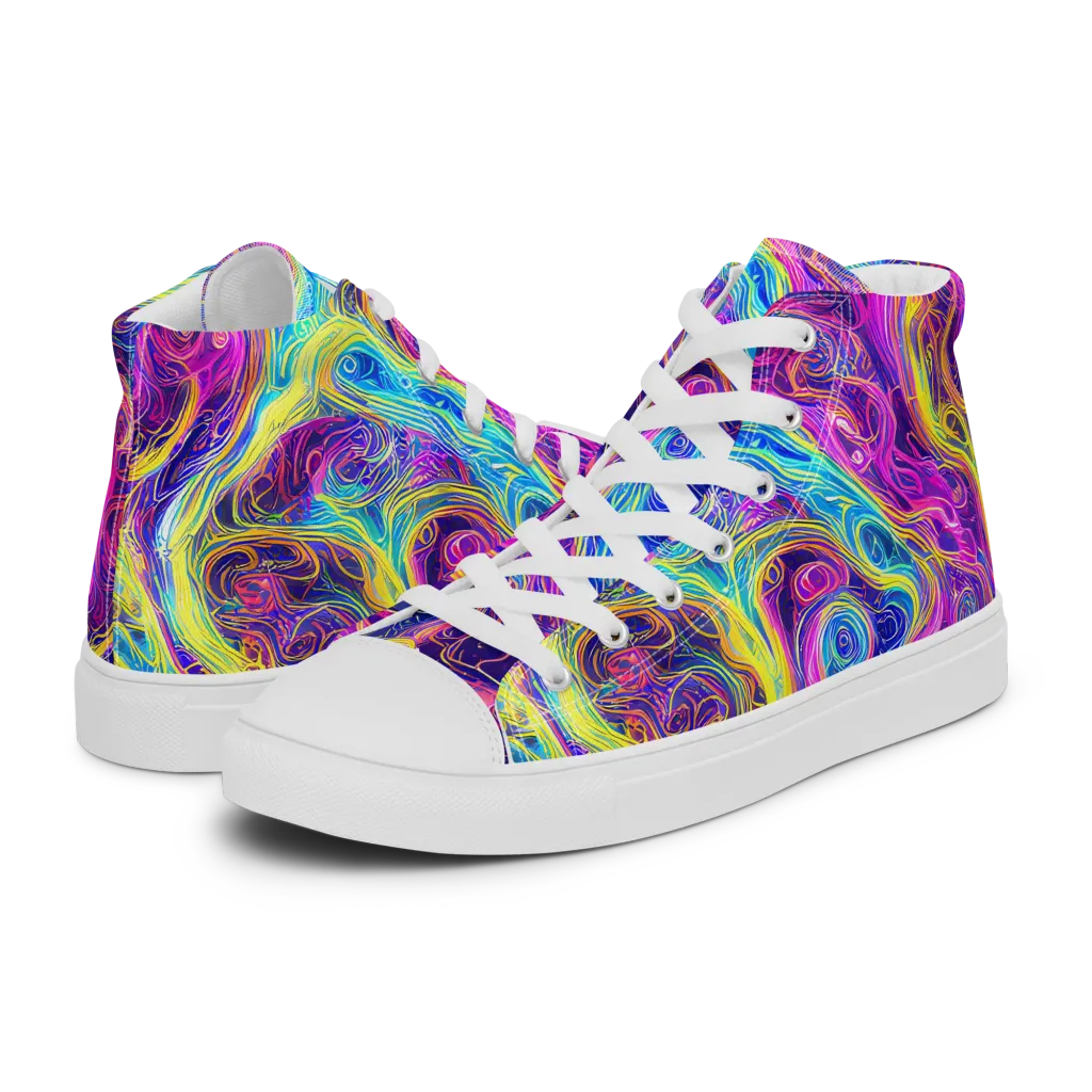 Saturated Dream on Men's High Top Canvas Shoes — Left