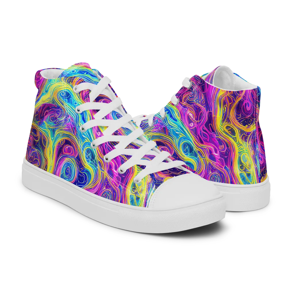 Saturated Dream on Men's High Top Canvas Shoes — Right