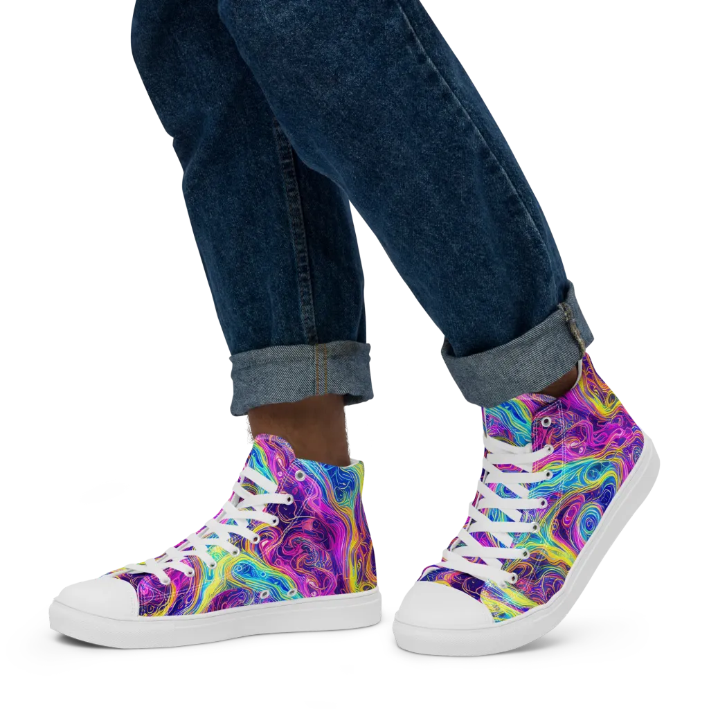 Saturated Dream on Men's High Top Canvas Shoes — Left