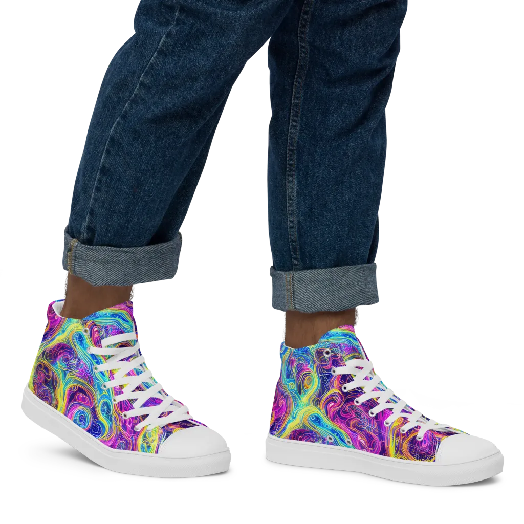 Saturated Dream on Men's High Top Canvas Shoes — Right