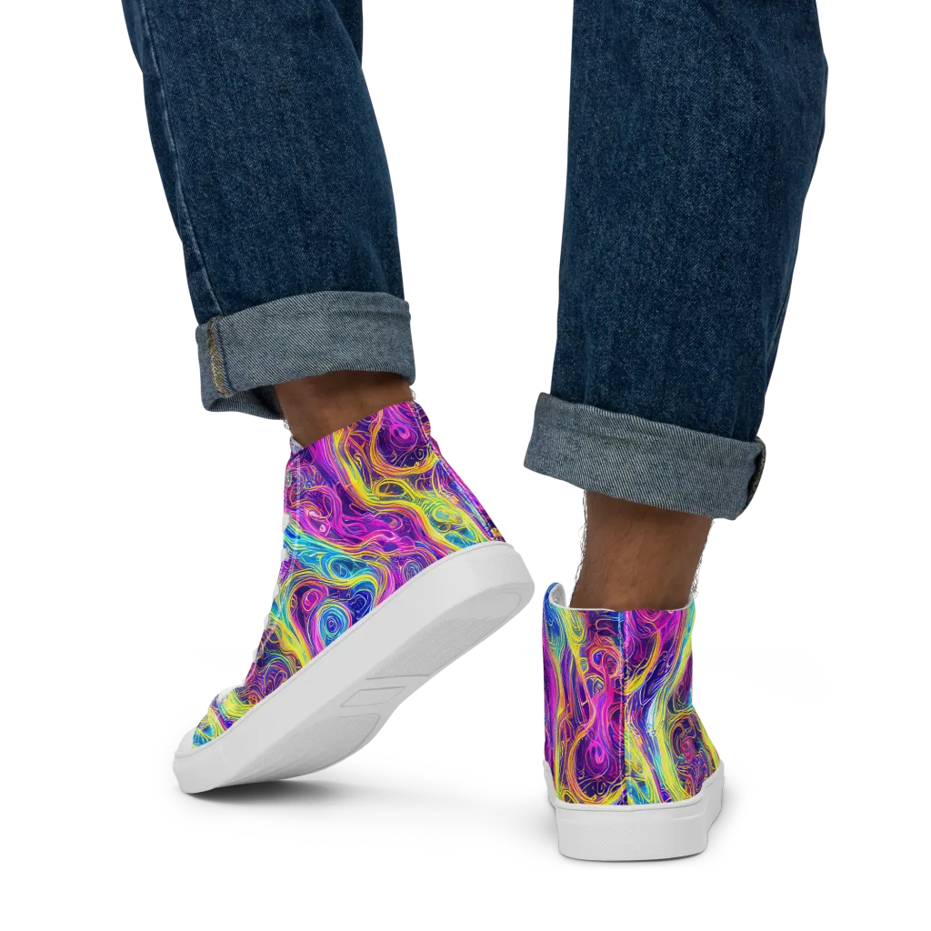 Saturated Dream on Men's High Top Canvas Shoes — Back