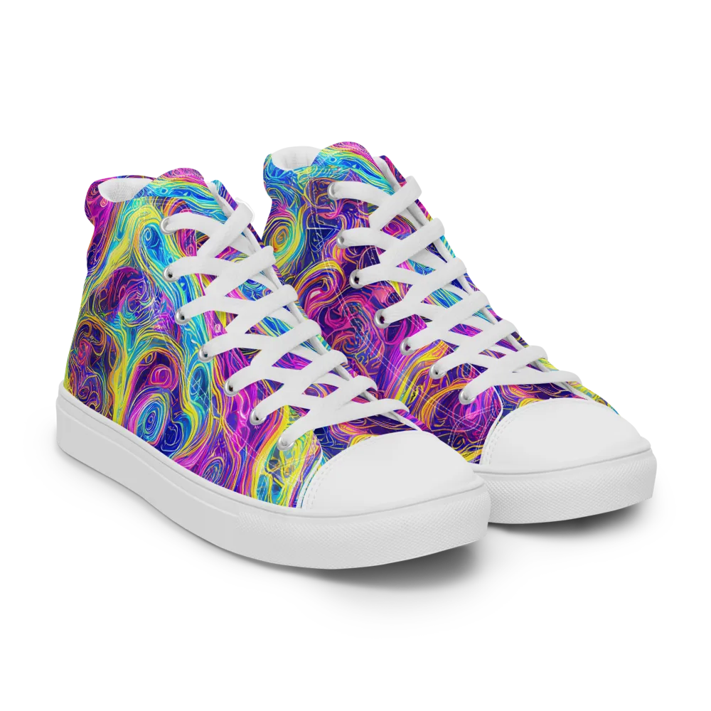 Saturated Dream on Women's High Top Canvas Shoes — Right Front