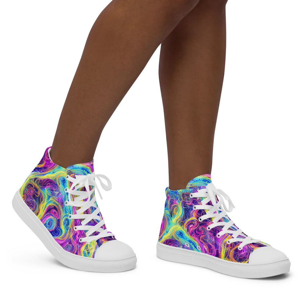 Saturated Dream on Women's High Top Canvas Shoes — Right