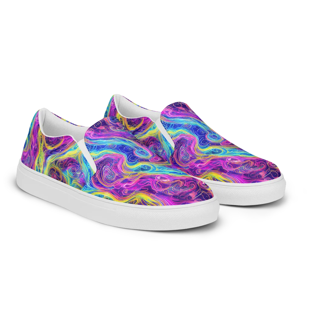 Saturated Dream on Women's Slip-On Canvas Shoes — Right Front