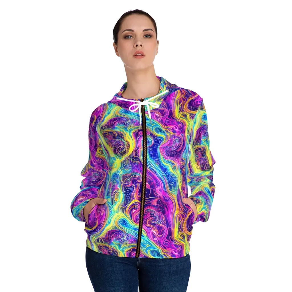 Saturated Dream on Women's Full-Zip Hoodie — Front On Person