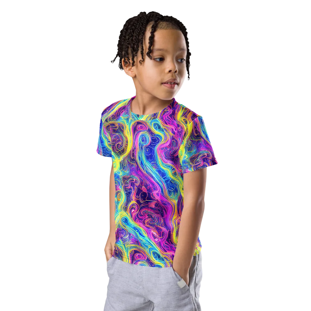 Saturated Dream on Kids Crew Neck T-Shirt — Left Front