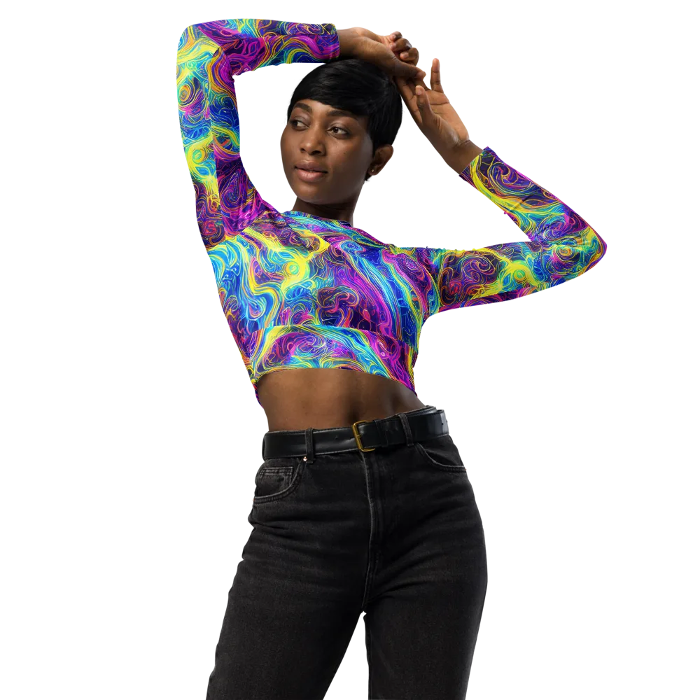 Saturated Dream on Long Sleeve Crop Top — Front