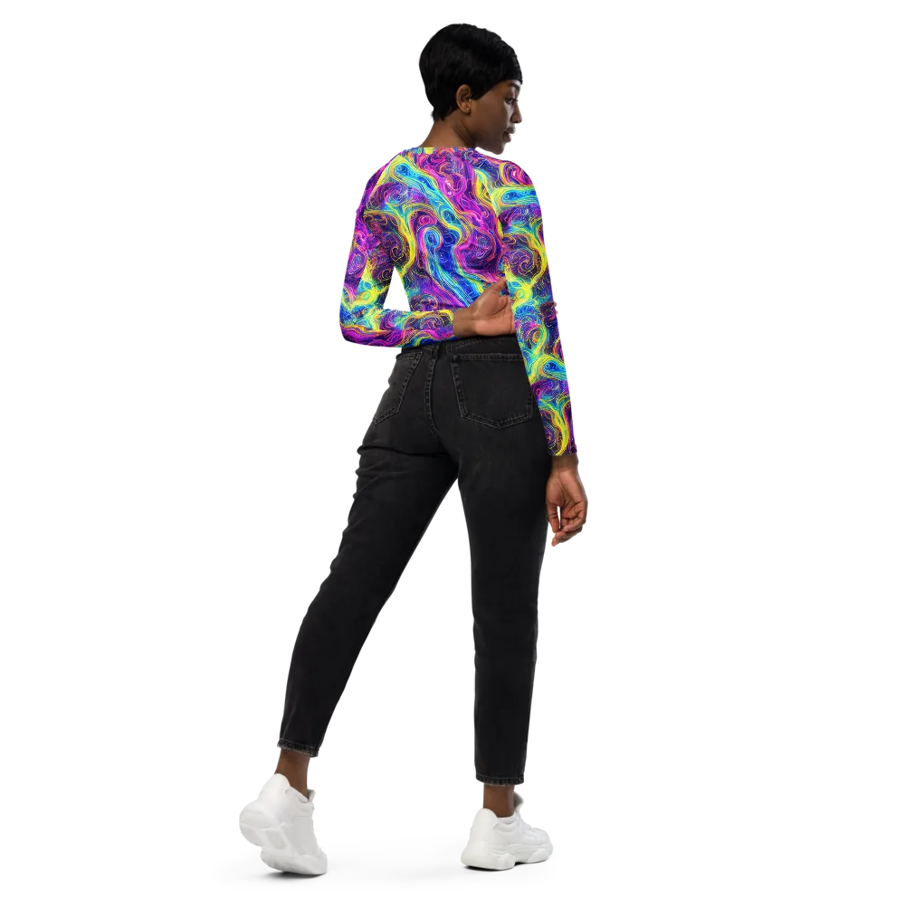 Saturated Dream on Long Sleeve Crop Top — Right Back