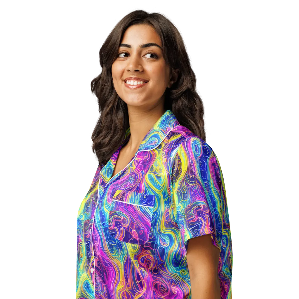 Saturated Dream on Women's Short Sleeve Pajama Top — Left Front