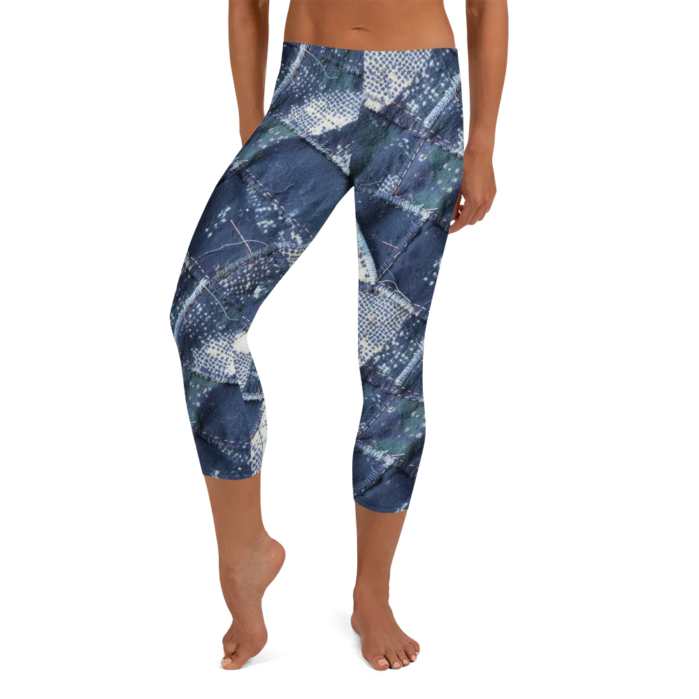 Midnight Mending on Capri Leggings — Front