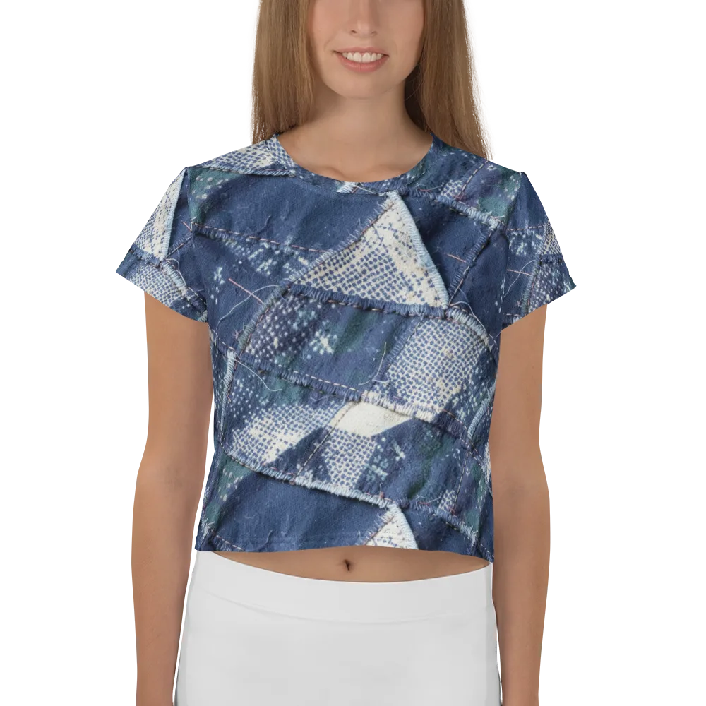 Midnight Mending on Crop Tee — Front