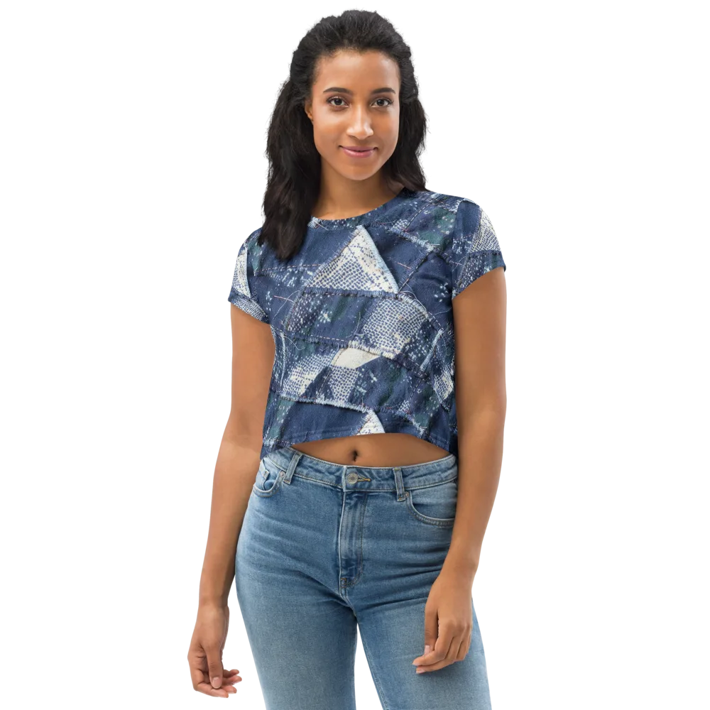 Midnight Mending on Crop Tee — Front