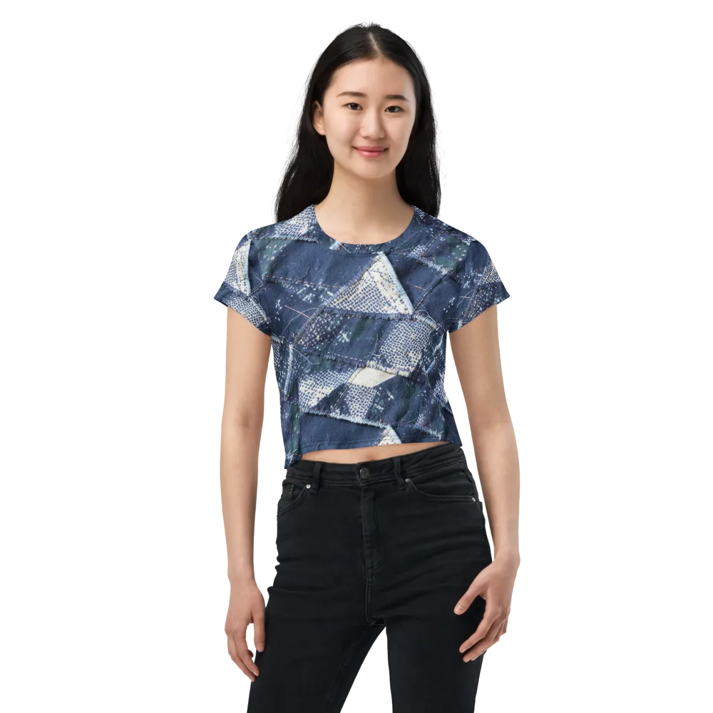Midnight Mending on Crop Tee — Front