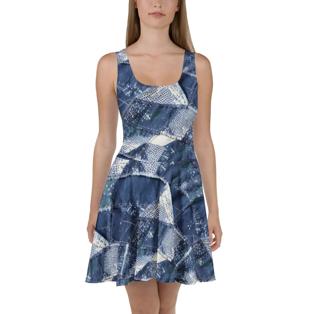Midnight Mending on Skater Dress — Front