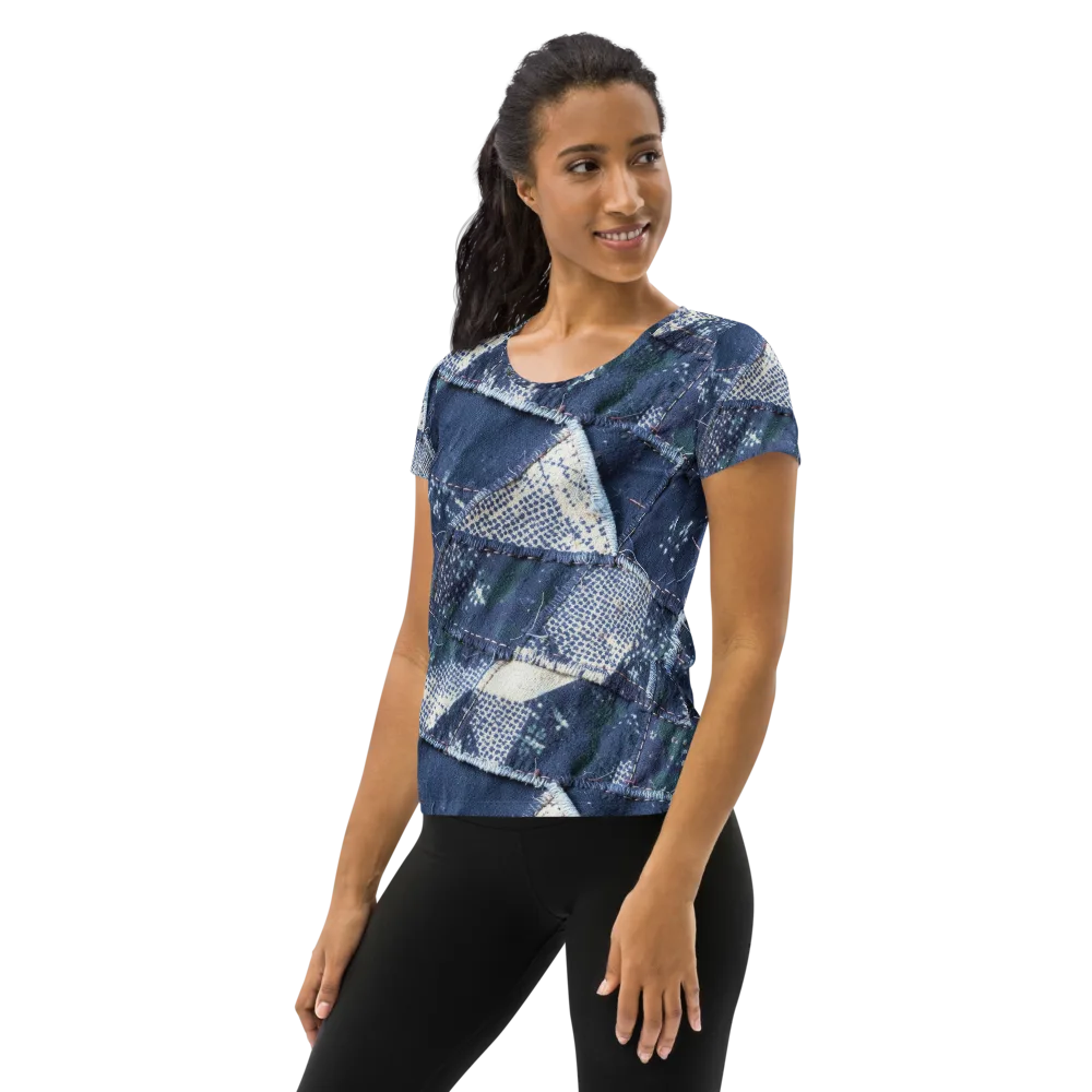 Midnight Mending on Women's Athletic T-Shirt — Left