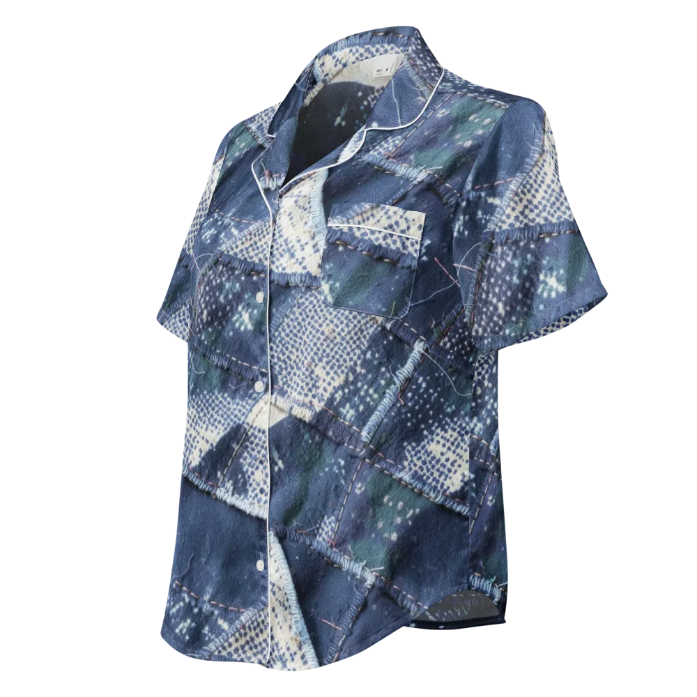 Midnight Mending on Women's Short Sleeve Pajama Top — Left Front