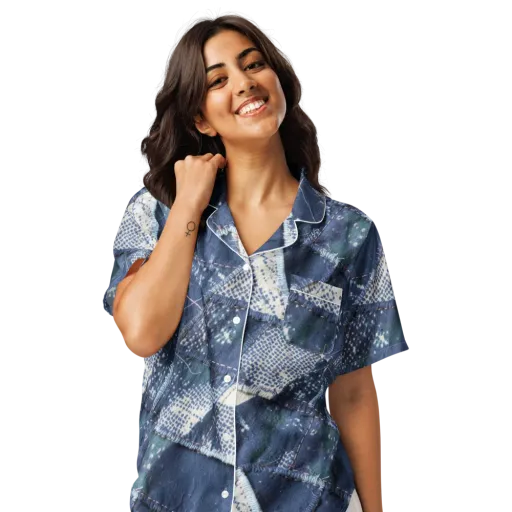 Midnight Mending on a Women's Short Sleeve Pajama Top