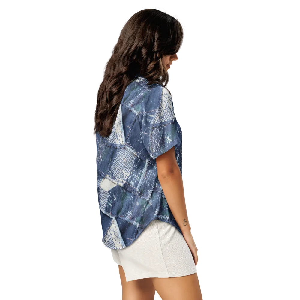 Midnight Mending on Women's Short Sleeve Pajama Top — Right Back