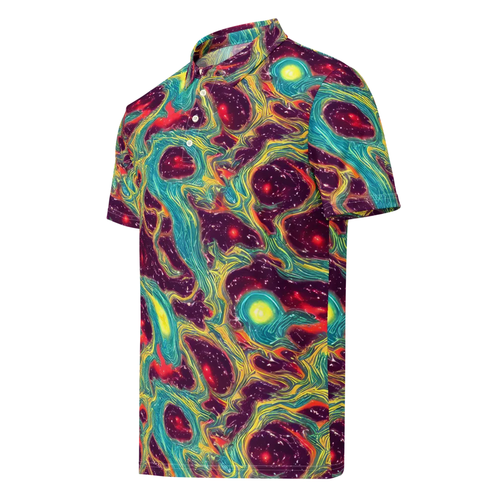 Cosmic Tides on Men's Slim Fit Polo Shirt — Left Front