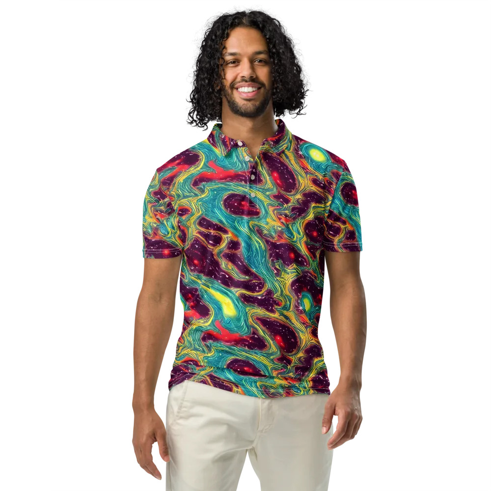 Cosmic Tides on Men's Slim Fit Polo Shirt — Front