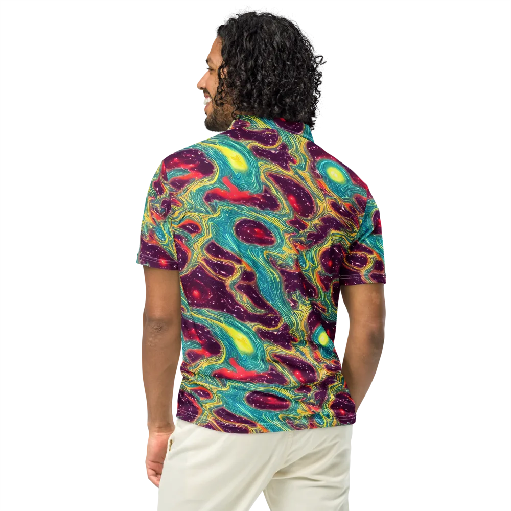 Cosmic Tides on Men's Slim Fit Polo Shirt — Back